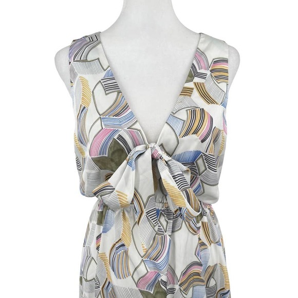 WAVERLY GREY Dress Womens Medium Multicolor Geometric V Neck Blouson - Medium - Picture 3 of 16